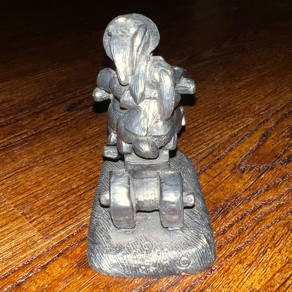 Rare Vintage Michael Ricker Pewter Silver Rabbit Tricycle Miniature Figurine - Picture 5 of 8